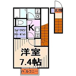アムールエクセラン3 1Kの間取図画像
