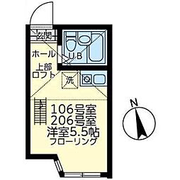 ユナイト境之谷タルトフロマージュ ワンルームの間取図画像