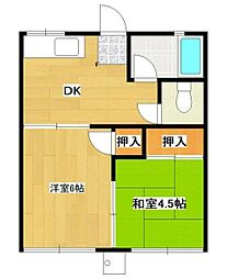 ステップ初富 1階2DKの間取り