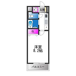 ヴィラハピネス 1Kの間取図画像