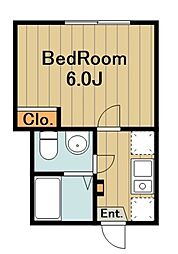 アザーレスフィーダ淵野辺 2階1Kの間取り