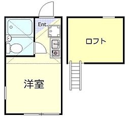 クレール上野 2階ワンルームの間取り