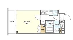 ORSUS UMEJIMA 6階1Kの間取り