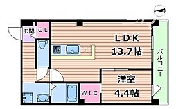 サンティエ福島吉野 1LDKの間取図画像