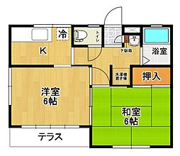 第二クニマコーポ 1階2Kの間取り