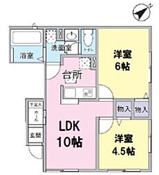 陽だまりハウス 1階2LDKの間取り
