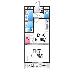 大仙パークサイド 1DKの間取図画像