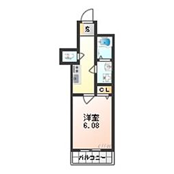阪急京都本線 正雀駅 徒歩4分の賃貸マンション 6階1Kの間取り