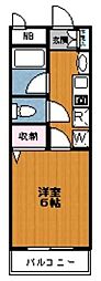 ピュアウインド 1階1Kの間取り