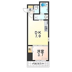 近鉄大阪線 弥刀駅 徒歩14分の賃貸アパート 3階1DKの間取り