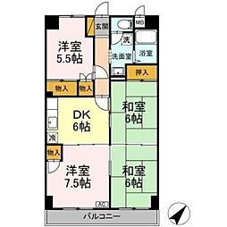 ユナイテッドマンション 5階4DKの間取り