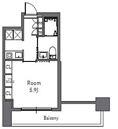 Totsu Residence Shiba 7階1Kの間取り