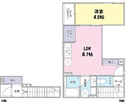 Legume ail graisse 2階1LDKの間取り