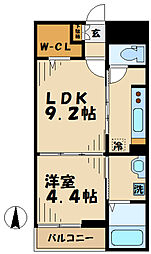 SUNNY　SIDE　サニーサイド 4階1LDKの間取り