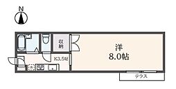 エミールガーデン 101 1階1Kの間取り