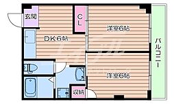 Osaka Metro長堀鶴見緑地線 今福鶴見駅 徒歩5分の賃貸マンション 3階2DKの間取り