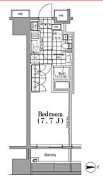 ザ・パークハビオ蔵前 1Kの間取図画像
