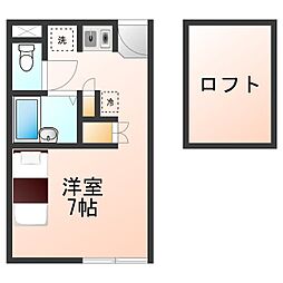 レオパレスヴァン 1Kの間取図画像