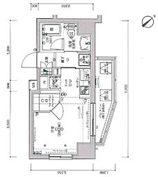 スパシエ国立矢川ステーションプラザ 8階ワンルームの間取り