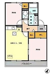 ラフィーネ 2LDKの間取図画像