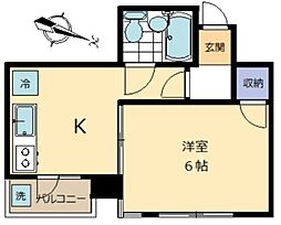 ロワール久米川 1Kの間取図画像