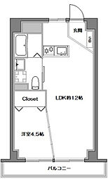 目黒ロイヤルプラザ 2階1LDKの間取り