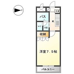 グレース和歌浦 2階1Kの間取り