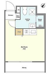 THECONTOURHATANODAI ワンルームの間取図画像