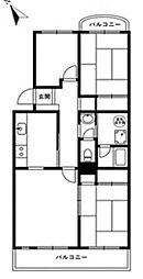 第二みつわ台ハイツD棟 5階3LDKの間取り