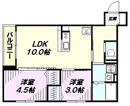 rh 西国立(アールエイチ クニタチ) 2LDKの間取図画像