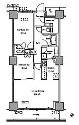 パークアクシス豊洲 9階2LDKの間取り