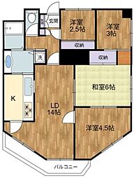 JR中央線 吉祥寺駅 バス27分 北の台下車 徒歩3分の賃貸マンション 3階3LDKの間取り