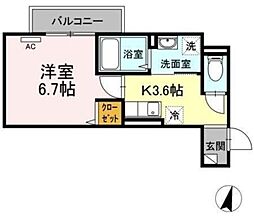 アンジュール神谷 3階1Kの間取り