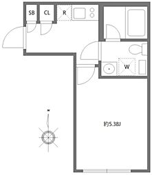 ルーデンス本蓮沼II 2階1Kの間取り