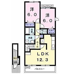 ラフレシール2 2LDKの間取図画像