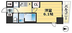 エステムコート神戸元町IIBREEZE 3階1Kの間取り