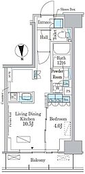 パークアクシス新宿百人町 1LDKの間取図画像