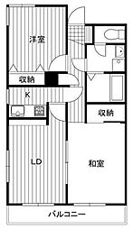 奈良町ハイツ 2LDKの間取図画像