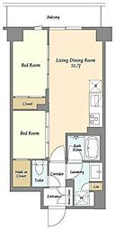 コンフォリア竹ノ塚イースト 7階2LDKの間取り