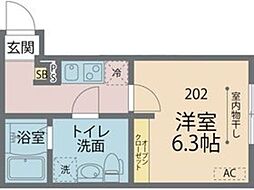 カインドネス海老名 1Kの間取図画像