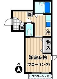 オヴェスト大師本町 2階1Kの間取り
