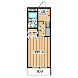 メルベーユ 1Kの間取図画像
