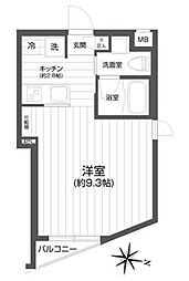 メイクスデザイン用賀 3階1Kの間取り