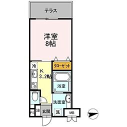 フォレスト浜田山 1階1Kの間取り