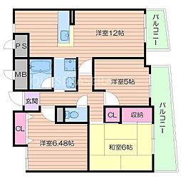 フレアコート京橋 3LDKの間取図画像