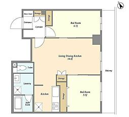 パークレジデンス市川 2階2LDKの間取り
