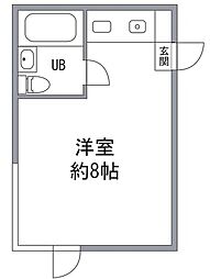 岡ビル 11階ワンルームの間取り