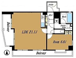 ビヴァーチェ大崎 3階1LDKの間取り
