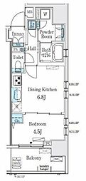 RESIDIA大手町北 1DKの間取図画像