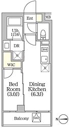 イプセ四谷テラス 4階1DKの間取り